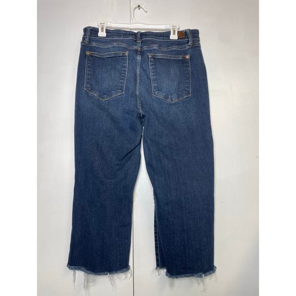 Judy Blue Jeans Wide Leg Women’s Size 16W Cropped Dark Wash Raw Hem Denim Pants - Picture 5 of 13